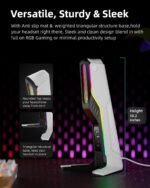 RGB Gaming Headset Stand with 2 USB and 1 Type-C Ports, Game Headphone Mount for PC Computer, Xbox One, Xbox Series S/X, PS5, PS4, Earphone Holder Hanger, Desk Gamer Accessories, Black&White - Image 6