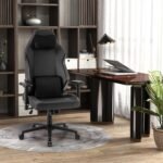 Giantex Gaming Chair, Video Game Chair with Magnetic Headrest & Lumbar Support, Ergonomic Computer Chair w/Rocking Function & 2D Armrests, Height Adjustable Swivel Task Chair, Black - Image 3