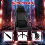 Giantex Gaming Chair, Video Game Chair with Magnetic Headrest & Lumbar Support, Ergonomic Computer Chair w/Rocking Function & 2D Armrests, Height Adjustable Swivel Task Chair, Black - Image 10