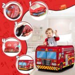 Pop Up Play Tent for Kids Aged 3-5 Years Old Boys and Girls : Fire Truck Tent Playhouse Toy Play Tents for Toddlers 3-5 Kids Tent Indoor Outdoor Playhouse Toys for 3 + Year Old, Fire Truck - Image 3