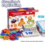 LiKee Alphabet Flash Cards Wooden Letter Puzzle ABC Sight Words Matching Games Counting Board Preschool Educational Montessori Toys for Toddlers Boys Girls 3+ Years (36 Cards& 37 Wood Pieces) - Image 3