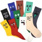 Meloday 10 PACK Crazy Funny Emotion Crew Socks Soft Cotton - 10 different fun designs and color per pack - Image 2