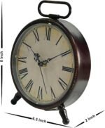 Vintage Desk Clock, 8 Inches Silent Non-Ticking Battery Operated Metal Table Top Clock for Bedroom, Living Room, Office, Shelf Decor (Brown) - Image 5