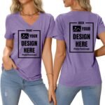 Custom T Shirts Women Customized Design Your Own V Neck Tshirts Personalized Text/Image/Logo/Photo Printed T-Shirts - Image 3