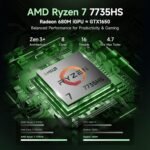 NIMO 15.6" Laptop, AMD Ryzen 7 7735HS (Up to 4.75GHz), 16GB DDR5 RAM, 512GB PCIe 4.0 SSD, Windows 11 Home, 1080P FHD, Backlit KB, 100W PD Fast Charge, 2 x Full-Function USB-C (Data/Display/Charge) - Image 3