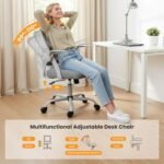 Sweetcrispy Home Office Managerial Executive Chair, Flip Up Armrest Ergonomic Mesh Adjustable Swivel Mid-Back Computer Desk Chair with Comfortable Lumbar Support, Comfy Arms for Bedroom,Study - Image 7