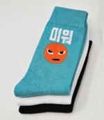 Meloday Funny K-pop Korean Lingo Socks No Compression Soft Cotton 3 pairs per pack - Salty Face - Image 4