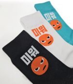 Meloday Funny K-pop Korean Lingo Socks No Compression Soft Cotton 3 pairs per pack - Salty Face - Image 6