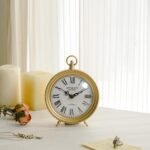NIKKY HOME Gold Table Clock, Silent Non-Ticking Shelf Desk Top Clock Battery Operated Classic Design, Decorative Home Decor for Living Room, Fireplace Mantel, Desktop, Countertop - Image 3