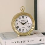 NIKKY HOME Gold Table Clock, Silent Non-Ticking Shelf Desk Top Clock Battery Operated Classic Design, Decorative Home Decor for Living Room, Fireplace Mantel, Desktop, Countertop - Image 4