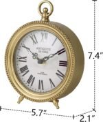 NIKKY HOME Gold Table Clock, Silent Non-Ticking Shelf Desk Top Clock Battery Operated Classic Design, Decorative Home Decor for Living Room, Fireplace Mantel, Desktop, Countertop - Image 6