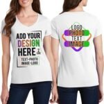 Women Custom V Neck T Shirts Design Your Own Add Picture Photo Text Two Sided - Image 3