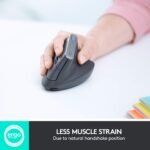 Logitech MX Vertical Wireless Mouse – Ergonomic Design Reduces Muscle Strain, Move Content Between 3 Windows and Apple Computers, Rechargeable, Graphite - Image 3