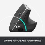 Logitech MX Vertical Wireless Mouse – Ergonomic Design Reduces Muscle Strain, Move Content Between 3 Windows and Apple Computers, Rechargeable, Graphite - Image 4