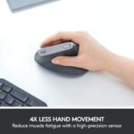 Logitech MX Vertical Wireless Mouse – Ergonomic Design Reduces Muscle Strain, Move Content Between 3 Windows and Apple Computers, Rechargeable, Graphite - Image 6