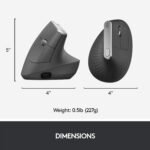 Logitech MX Vertical Wireless Mouse – Ergonomic Design Reduces Muscle Strain, Move Content Between 3 Windows and Apple Computers, Rechargeable, Graphite - Image 8