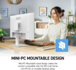 msi PRO MP273W E14A 27-inch IPS 1920 x 1080 (FHD) Gaming Office Monitor, 144Hz, Free-Synch, HDMI, DisplayPort, VGA Port, VESA Mountable, Tilt, Speaker, 4-Side Slim Bezel 1ms, White - Image 6