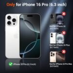 SUPFINE Magnetic for iPhone 16 Pro Case (Compatible with MagSafe) (Military Grade Drop Protection) Translucent Matte Shockproof with Anti-Fingerprint Phone Cover,Black - Image 3