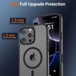 SUPFINE Magnetic for iPhone 16 Pro Case (Compatible with MagSafe) (Military Grade Drop Protection) Translucent Matte Shockproof with Anti-Fingerprint Phone Cover,Black - Image 5