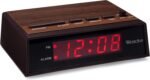 Westclox Retro Wood Style Small Night Table Alarm Clock with Red LED Display, 9-Minute Snooze, Battery Backup, Easy Electric Operation for Bedroom, Home or Office – Woodgrain - Image 3