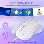Redragon Gaming Mouse, Wired White Mouse with RGB Backlit, 8000 DPI Adjustable, PC Gaming Mice with 9 Programmable Macro Buttons & Fire Button, PC Gaming Mouse for Windows/Mac, White - Image 5