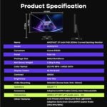 Amzfast 27 inch 200Hz Curved Gaming Monitor, FHD 1080p with Built-in Speakers, FreeSync, MPRT 1ms, 130% sRGB, 3000:1, 1500R, VESA Mount, HDMI 2.0&DP 1.4, 12 Months Warranty Exchange - Image 10