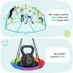 Hapfan 10 ft Climbing Dome Swing Set with Saucer Swing, Jungle Gym for Kids Outdoor Backyard, Supports 800lbs, Easy Asssembly, Rust-Resistant Outdoor Playset for Ages 3-8 8-12 - Image 6