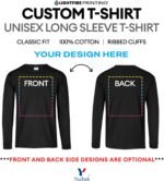 Custom Long Sleeve Shirt for Men – Heavy Cotton, Front Back & Sleeve Personalized Design, Black Tee - Image 3