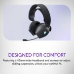 Alienware Tri-Mode Wireless Gaming Headset AW725H - Wired/Wireless, Bluetooth 5.3, Audio Output - 20 Hz, Mini-Phone (3.5mm), Battery Talk Time Up to 55 Hrs (Bluetooth), Dark Side of The Moon - Image 3