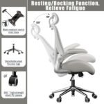 Grey Ergonomic Home Office Desk Chair, Premium Thickened Leather Curved seat with Breathable mesh Back, 3D headrest and Adjustable Lumbar Support, Ideal Chair for Office or Gaming, Gray - Image 7