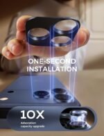 MAGIC JOHN for iPhone 17 Pro Camera Lens Protector 6.3'', HD Clear, Magnetic Tempered-Glass Lens Film, Ultra-Tough, Anti-Scratch, Case Friendly, 2 Pack,Blue - Image 3