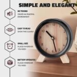 Maxspace Wooden Analog Clock, Small Silent Bedside Desk Clock Battery Operated, Elegant and Decorative Table Clock with Wooden Frame for Living Room, Bedroom, Bedside, Desk (Black) - Image 4