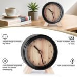 Maxspace Wooden Analog Clock, Small Silent Bedside Desk Clock Battery Operated, Elegant and Decorative Table Clock with Wooden Frame for Living Room, Bedroom, Bedside, Desk (Black) - Image 5