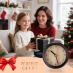 Maxspace Wooden Analog Clock, Small Silent Bedside Desk Clock Battery Operated, Elegant and Decorative Table Clock with Wooden Frame for Living Room, Bedroom, Bedside, Desk (Black) - Image 9