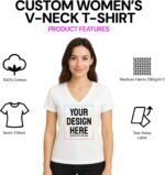 Personalized Women's V-Neck T-Shirt – Custom Image & Text, Design Your Own Front & Back Print, Customizable Tee Gift - Image 4