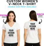 Personalized Women's V-Neck T-Shirt – Custom Image & Text, Design Your Own Front & Back Print, Customizable Tee Gift - Image 5