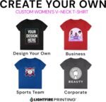 Personalized Women's V-Neck T-Shirt – Custom Image & Text, Design Your Own Front & Back Print, Customizable Tee Gift - Image 6