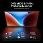 ARZOPA 16.1'' 144Hz Portable Gaming Monitor, 106% sRGB 1080P FHD Kickstand Portable Monitor with HDR, Ultra Slim, Eye Care, External Second Screen for Laptop, PC, PS5, Mac, Xbox-Z1FC - Image 3