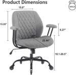 YFO Modern Ergonomic Office Desk Chair, Grey Leather with Lumbar Support, Adjustable Height, Swivel, Armrests, for Office, Gaming, Reading, Relaxing - Image 3