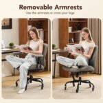 YFO Modern Ergonomic Office Desk Chair, Grey Leather with Lumbar Support, Adjustable Height, Swivel, Armrests, for Office, Gaming, Reading, Relaxing - Image 6