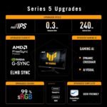 ASUS TUF Gaming Series 5 24.5” 1080P Monitor (VG259QM5A) – Full HD, Fast-IPS, 240Hz, 0.3ms, G-SYNC Compatible, FreeSync Premium, 99% sRGB, DisplayWidget, Gaming AI, 3 yr Warranty - Image 3