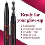 YBF Beauty Eyebrow Pencil - Universal Automatic Brow Pencil With Spoolie Brush - Perfect Eyebrow Makeup Shaper and Filler For Women - All Hair Colors & Skin Tones - Taupe Eyebrow Liner - 2 Pack - Image 6