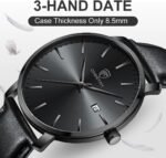 CHEETAH Minimalist Waterproof Quartz Watches for Men with Leather Strap, Auto Date - Image 5