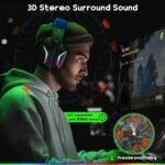 WESEARY Wireless Gaming Headset for PS5, PS4, PC, Switch & Mac, 20ms Ultra-Low Latency, 2.4GHz USB & Bluetooth 5.4 Gaming Headphones with Mic, 50H Battery Life, 3D Spatial Audio, Dynamic Lighting - Image 4