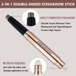SAUBZEAN Dark Brown Eyeshadow Stick Makeup, Highlighter Matte Cream Eye Shadow Pencil, Waterproof Hypoallergenic Long Lasting Crayon, Glitter Primer Palette Shimmer Eyeliner Pen - Image 4