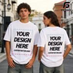 FEEGO Custom T-Shirts Personalized Cotton Tees for Men Women Customizable with Photo Text Logo Print Front Back Design - Image 3
