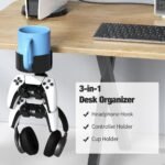 360° Rotating Controller Headphone Holder - Larger Desk Cup Holder with Adjustable Headset Hanger Controller Stand | Clamp On Desk Organizer | Gaming Pc Accessories - Image 3