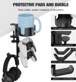 360° Rotating Controller Headphone Holder - Larger Desk Cup Holder with Adjustable Headset Hanger Controller Stand | Clamp On Desk Organizer | Gaming Pc Accessories - Image 4