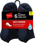 Hanes Men’s Max Cushion Low Cut Socks, 6, 8, and 12 Pair Pack, White and Black - Image 5