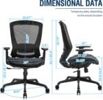ELABEST Ergonomic Mesh Office Chair,Comfy Computer Desk Chair - BIFMA 5.1 Certified Commercial Swivel Task Chair for Home Office - Adjustable Lumbar Support & Armrests,Tilt Function,Wide Seat (Black) - Image 4